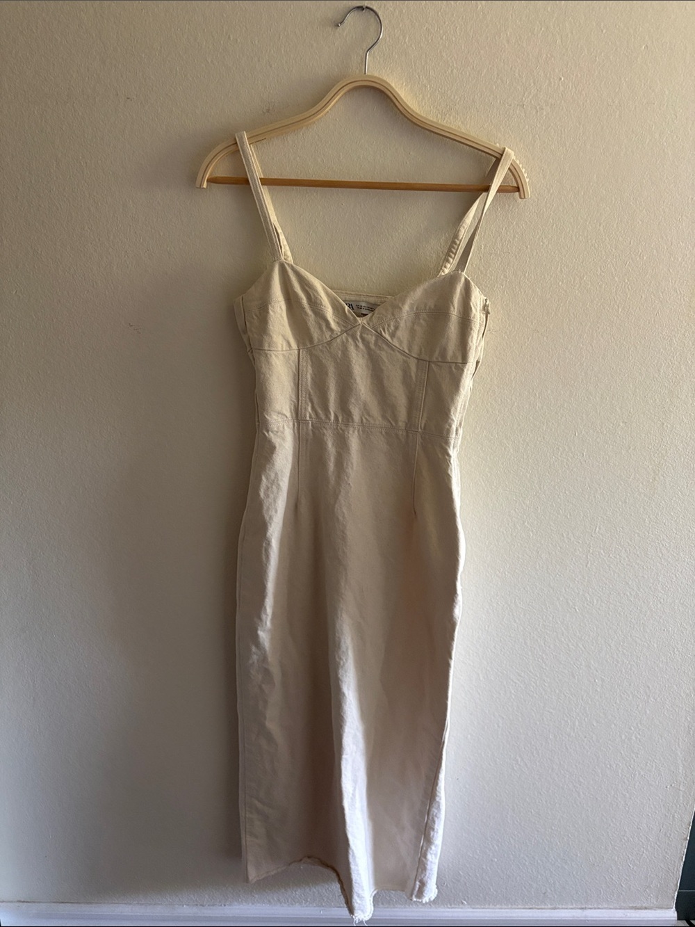 Zara Corset Beige Denim Dress
